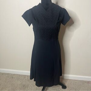 Antonio Berardi Women’s Black Eyelet Off The Shoulder Knee Dress Sz Italy 44~NWT